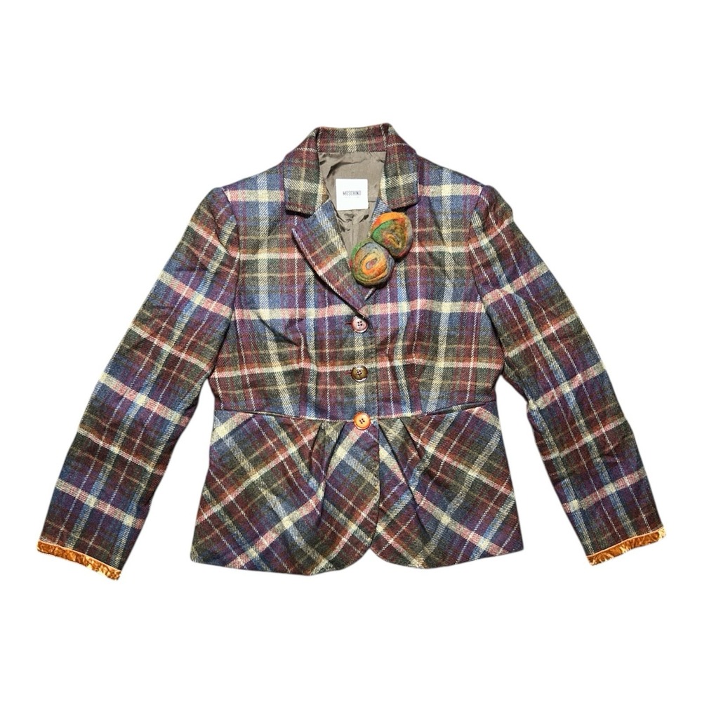 Moschino Cheap and Chic Blazer Size‎ 12 Multi  Color Plum RARE Wool